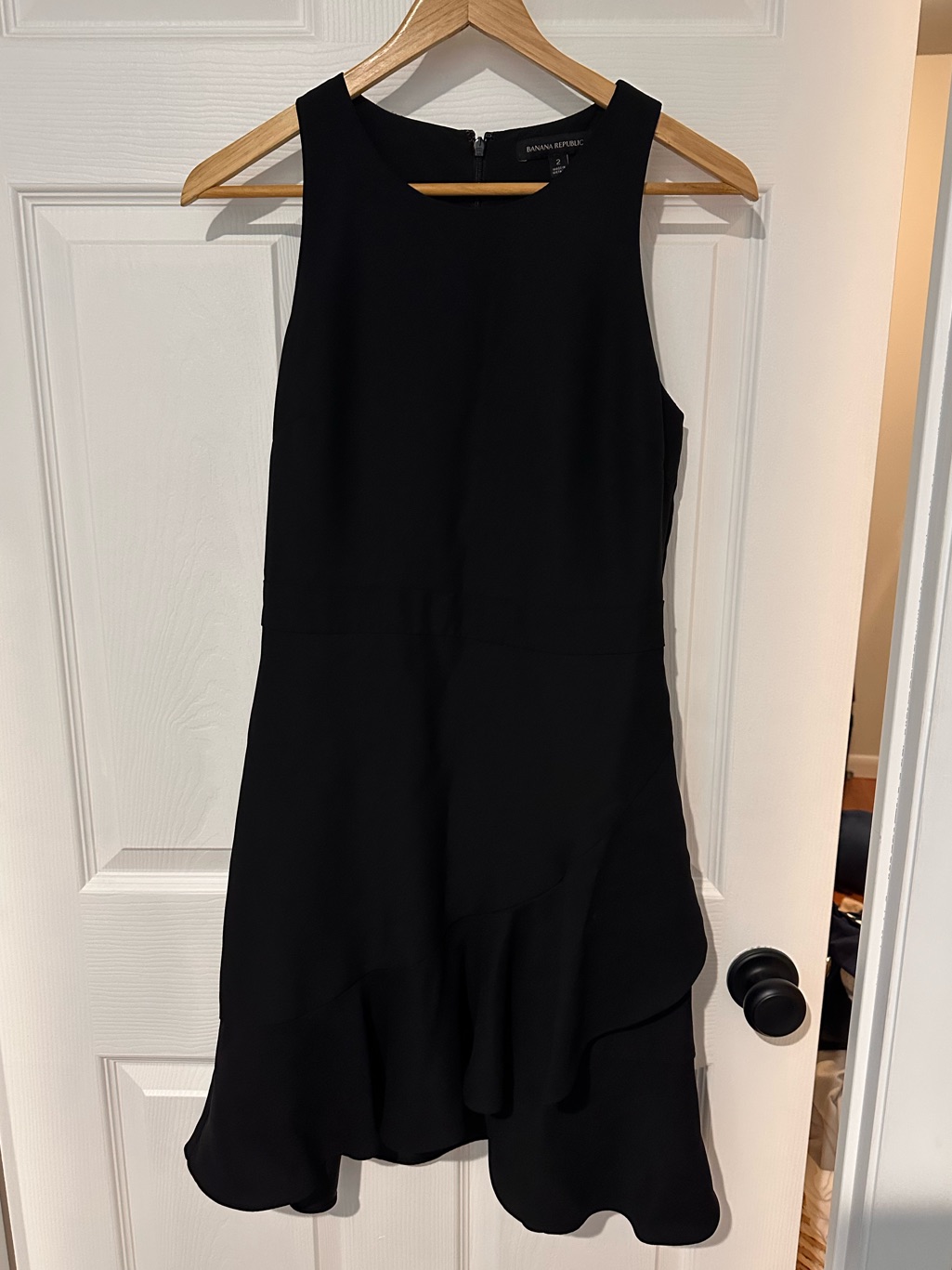 Banana Republic Black One-Shoulder Ruffle-Hem Dress
